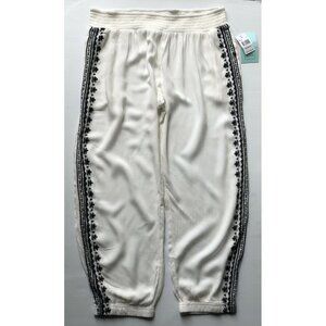 RipCurl Women's White Surfwear Oceana Embroidered Beach Pants GPAGF7